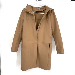 COS Wool Cashmere Jacket Coat Zip Long Trench Old Money Camel Brown City Size 2